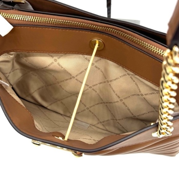 Michael Kors Whitney Medium Quilted Tote Bag & Large Trifold Wallet Luggage - Picture 9 of 13